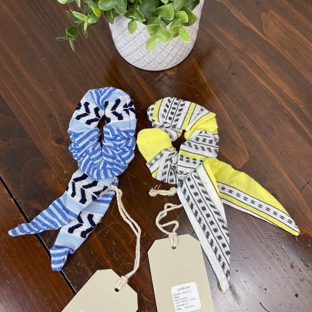 LemLem Set of 2 Stripe Hair Scrunchies NWT Handmade